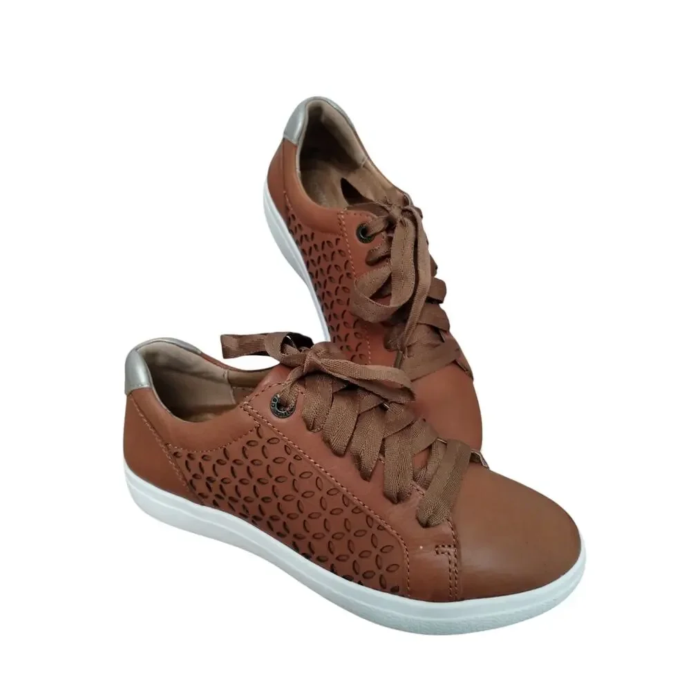 Aetrex Women's‎ Leather Courtney Lace-up Sneakers size 6-6½ Foot Support Cuttout